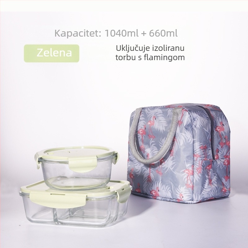 Soaring kutija za obrok od borosilikatnog stakla, četverokutnog oblika, 501–800 ml, prikladna za mikrovalnu, s poklopcem