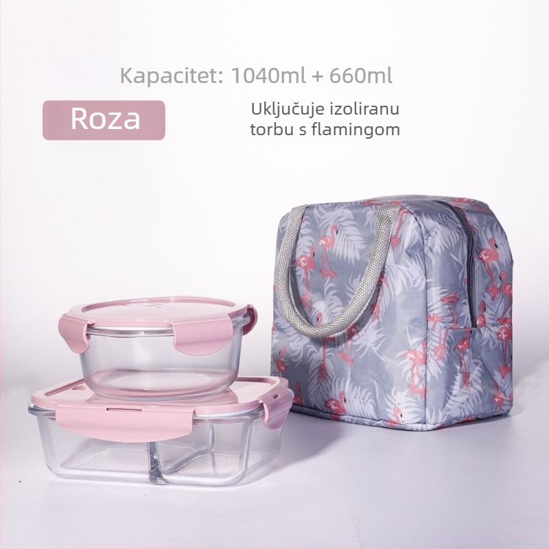 Soaring kutija za obrok od borosilikatnog stakla, četverokutnog oblika, 501–800 ml, prikladna za mikrovalnu, s poklopcem