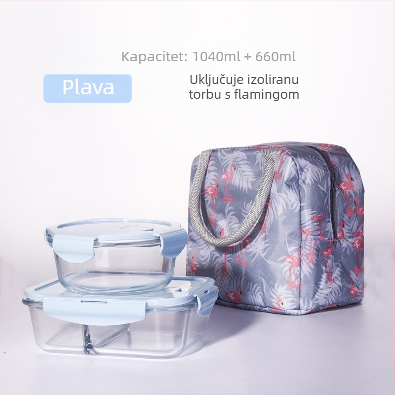 Soaring kutija za obrok od borosilikatnog stakla, četverokutnog oblika, 501–800 ml, prikladna za mikrovalnu, s poklopcem