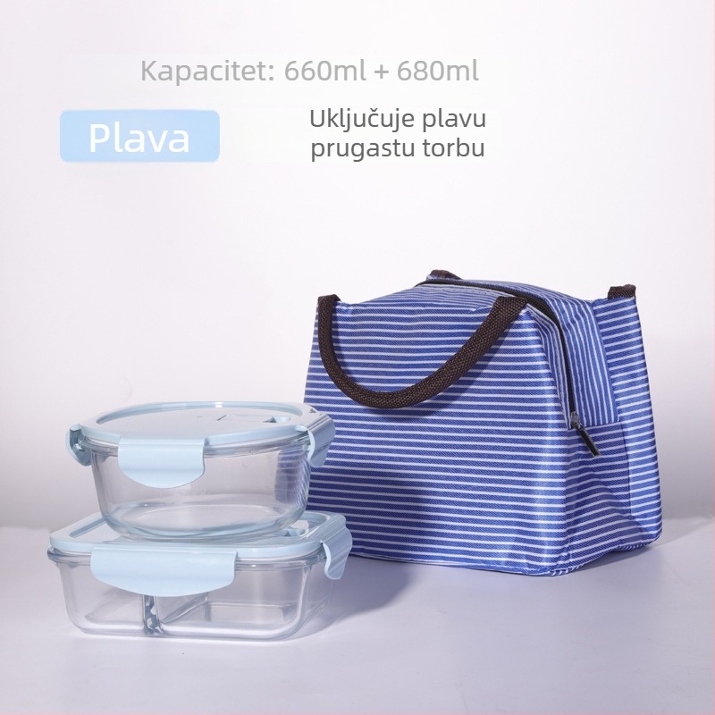 Soaring kutija za obrok od borosilikatnog stakla, četverokutnog oblika, 501–800 ml, prikladna za mikrovalnu, s poklopcem