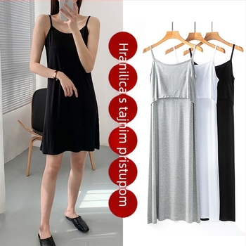 Haljina za dojenje s modalnom unutarnjom podstavom, jednobojna, srednje duljine A-linija kroj, pamuk-spandeks mješavina