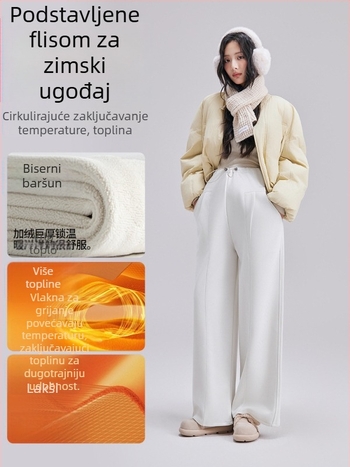 Hlače za trudnice, široke i udobne, zimi s fleec podstavom, pamuk tkanina 50-70%, mikroelastične