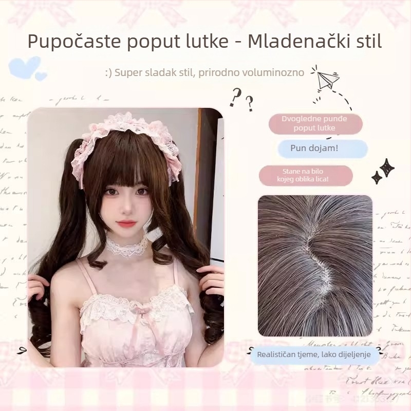 Ponytail perika s klipom, odvojiva Lolita dvostruka repa – vlakna visoke temperature, mehanizam, model MGA-Y0032+2107, za dame