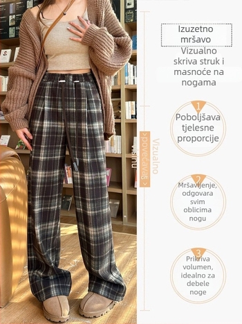 Trudničke hlače s karom, flis unutrašnjom za zimu, širokog kroja