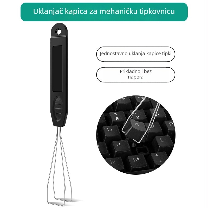 Mehanički alat za tipkovnicu: izvlačivač tipki i prekidača – uklanjanje tipki, čišćenje prekidača, klipsa za zamjenu, čelična žica