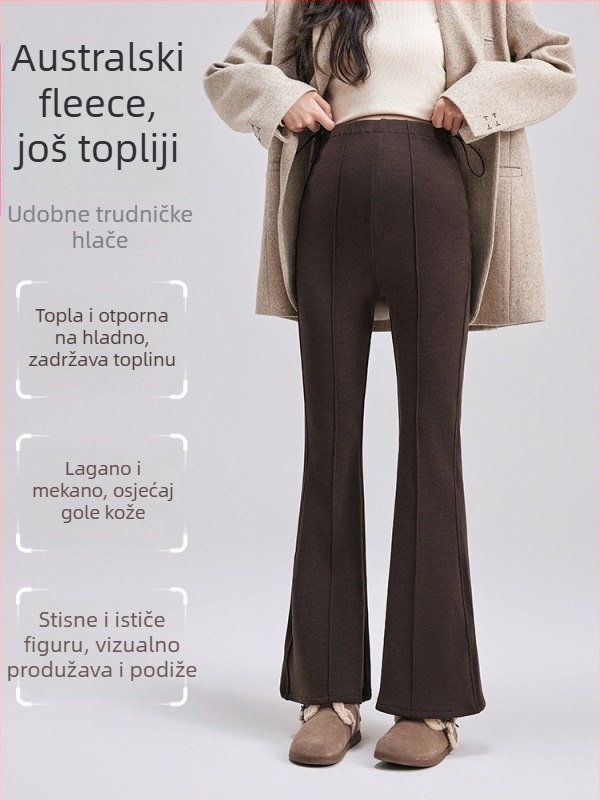 Hlače za trudnice, visoka struk, široki kroj, duge, poliester s elastanom