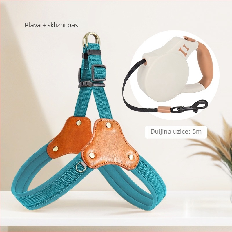 Pasji postroj u stilu veste s remenima za prsa i leđa