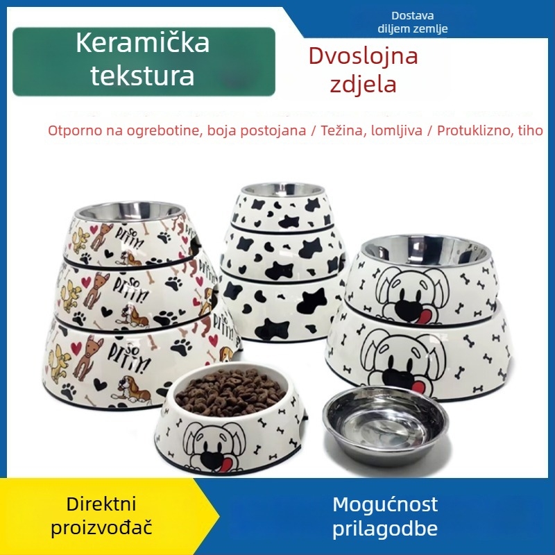 Posuda za psa, melamin i nehrđajući čelik, marka Hundred Loves, podrijetlo Zhongshan