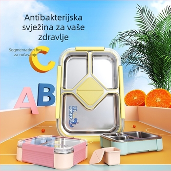 Kutija za obrok od 304 nehrđajućeg čelika, izolirana, s četiri odjeljka, dvostrukog sloja, 800–1000 ml