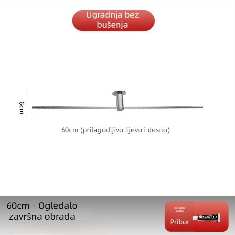 Držač za ručnike u kupaonici od nehrđajućeg čelika, jednoručna šipka, moderni minimalistički dizajn, nosivost 3-5 kg