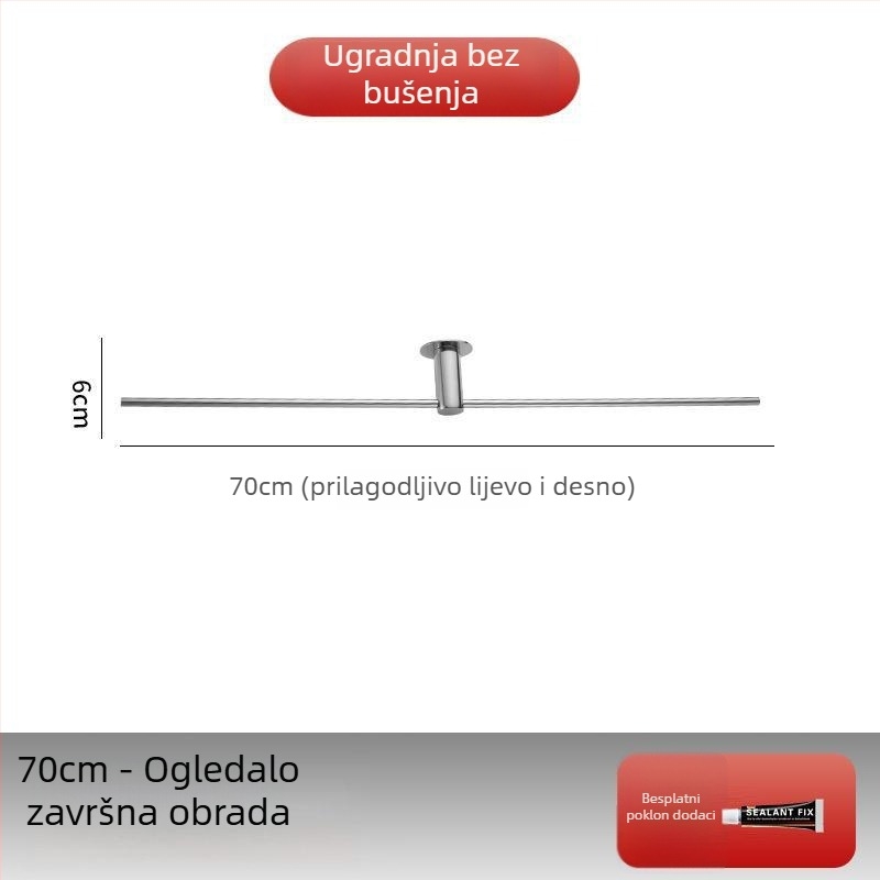 Držač za ručnike u kupaonici od nehrđajućeg čelika, jednoručna šipka, moderni minimalistički dizajn, nosivost 3-5 kg