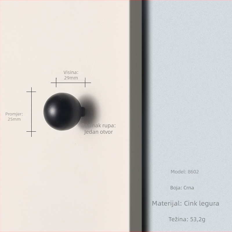 Drška za vrata ormarića i ladice, cinkova legura, model 8602, moderni minimalistički stil