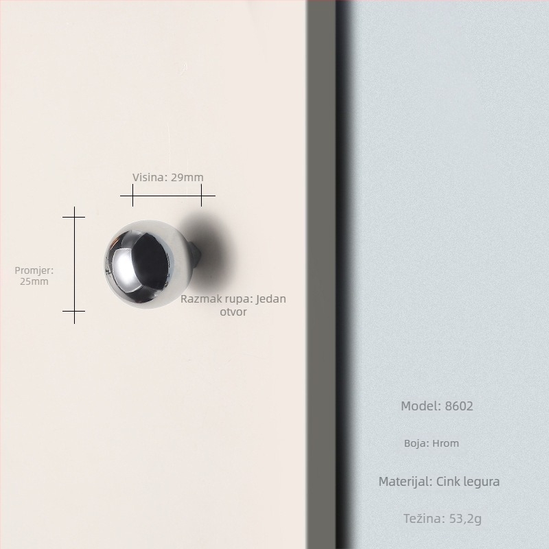 Drška za vrata ormarića i ladice, cinkova legura, model 8602, moderni minimalistički stil