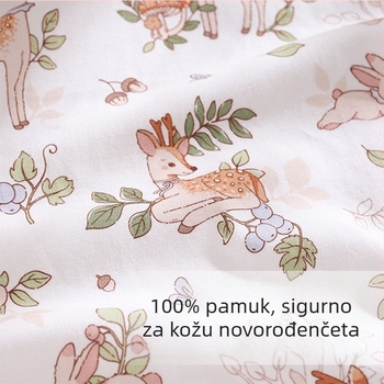 JOYNCLEON Zavinjavaća deka od čiste pamuka, uzorak životinja, jesen-zima, za novorođenčad 0–1 godina