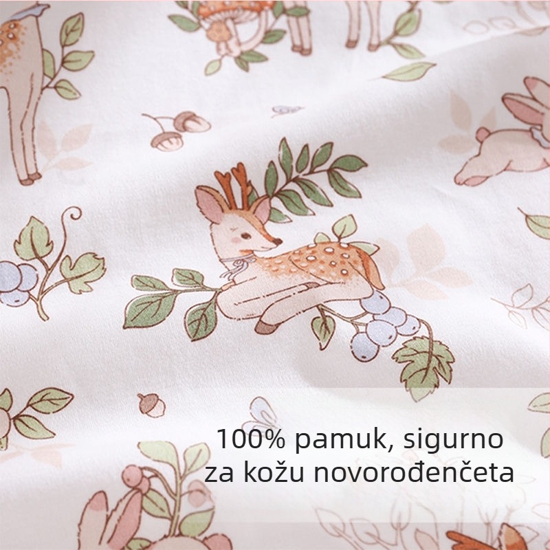 JOYNCLEON Zavinjavaća deka od čiste pamuka, uzorak životinja, jesen-zima, za novorođenčad 0–1 godina