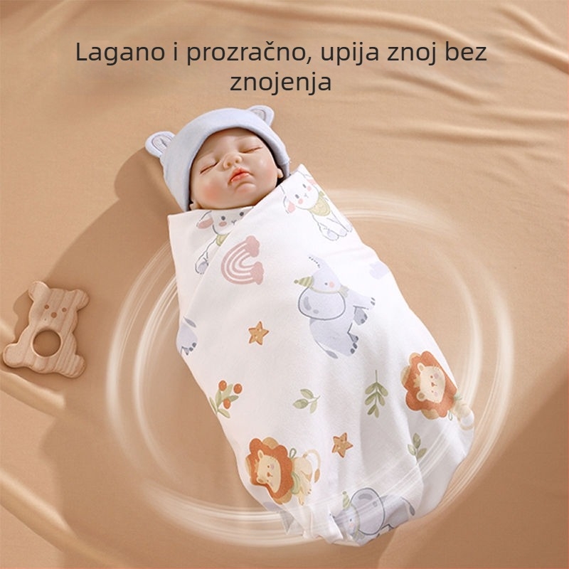 JOYNCLEON Zavinjavaća deka od čiste pamuka, uzorak životinja, jesen-zima, za novorođenčad 0–1 godina