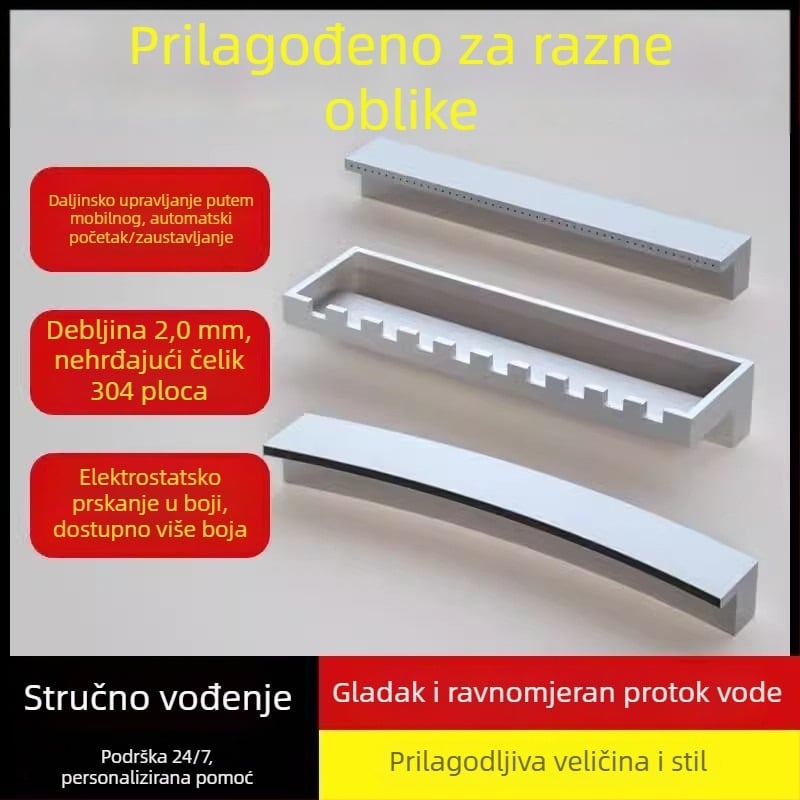 Programabilni fontan za ribnjak s vodopadom uz zid, 304 nehrđajući čelik, pejzažni vodeni element