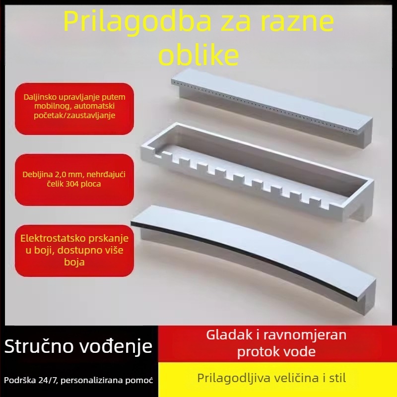 Programabilni fontan za ribnjak s vodopadom uz zid, 304 nehrđajući čelik, pejzažni vodeni element