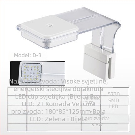 Jeneca LED klip lampica za akvarij za vodene biljke – ABS, 3.8W, klips dizajn