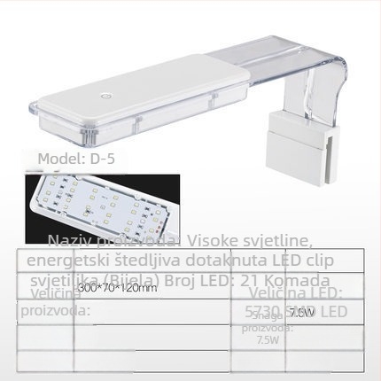 Jeneca LED klip lampica za akvarij za vodene biljke – ABS, 3.8W, klips dizajn