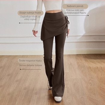 Ženske Yoga Hlače Bell Bottom, Visoki Struk, Brzo Sušenje, Poliester 82.5% / Spandex 17.5%