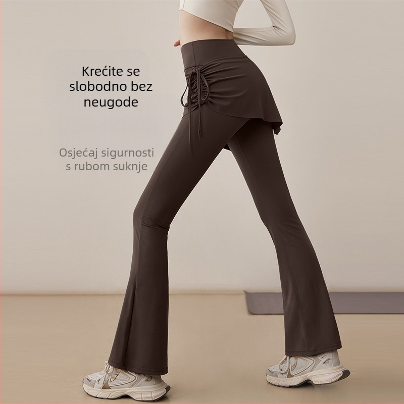 Ženske Yoga Hlače Bell Bottom, Visoki Struk, Brzo Sušenje, Poliester 82.5% / Spandex 17.5%