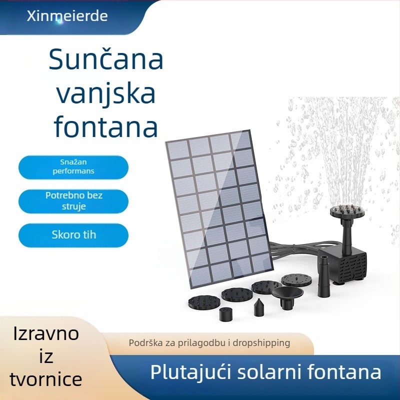 Solarna četvrtasta fontana s produženim kabelom za unutarnju upotrebu, pogodna za vanjsku baštu i ribnjak