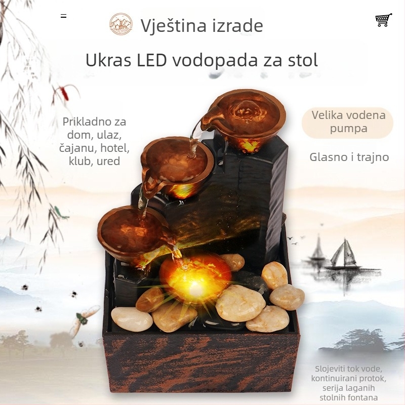 Lampa s tekućom vodom – stolna dekoracija, serija Golden Ladder Running Water, Musen Tang