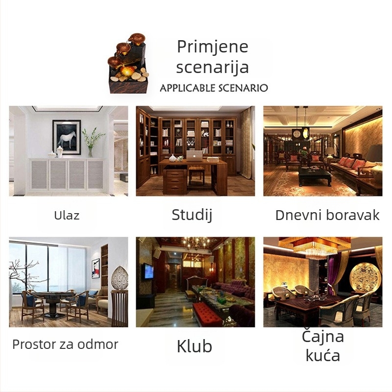 Lampa s tekućom vodom – stolna dekoracija, serija Golden Ladder Running Water, Musen Tang
