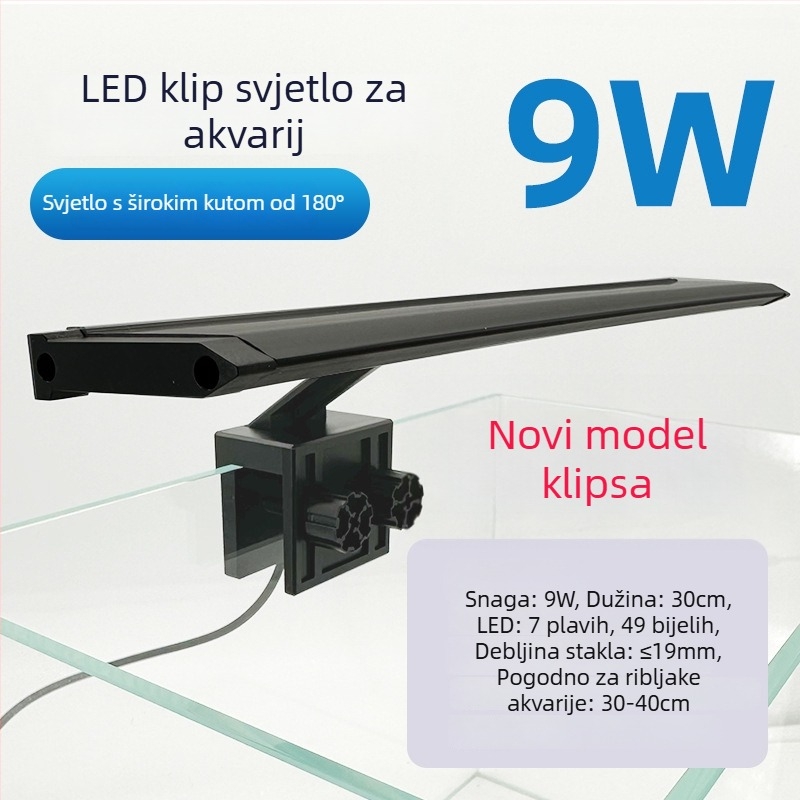 LED svjetiljka s klipom za akvarij, mini vodootporna svjetiljka s klipom za ribe i vodene biljke, energetski učinkovita