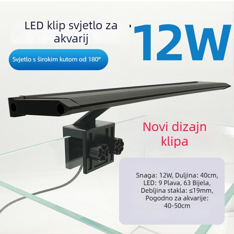LED svjetiljka s klipom za akvarij, mini vodootporna svjetiljka s klipom za ribe i vodene biljke, energetski učinkovita