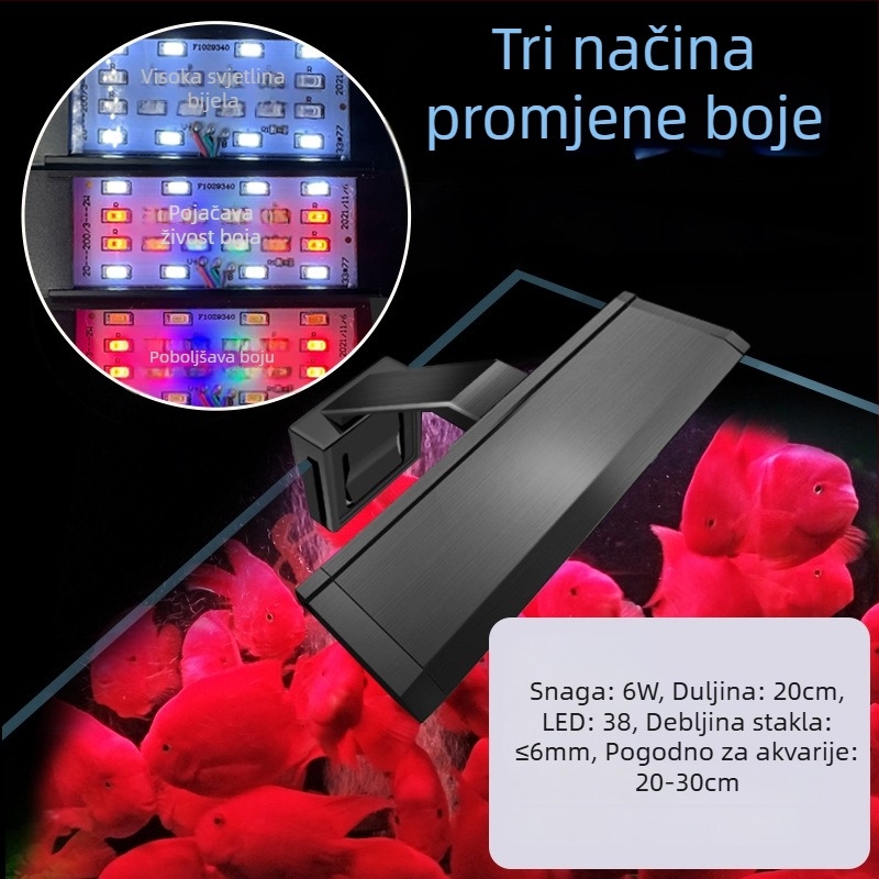 LED svjetiljka s klipom za akvarij, mini vodootporna svjetiljka s klipom za ribe i vodene biljke, energetski učinkovita