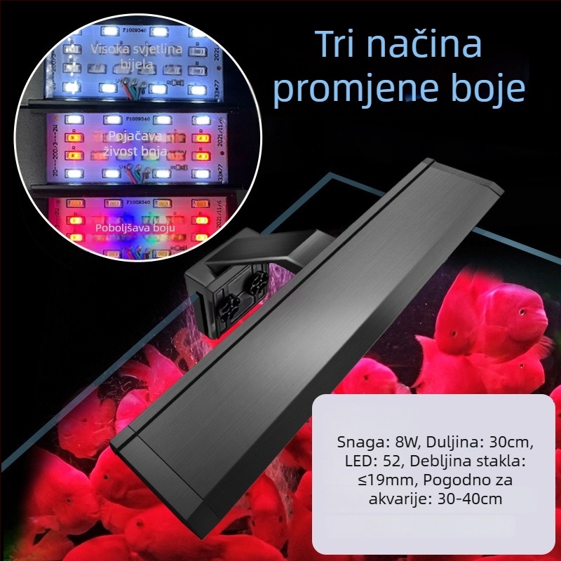 LED svjetiljka s klipom za akvarij, mini vodootporna svjetiljka s klipom za ribe i vodene biljke, energetski učinkovita