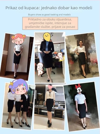 Duga suknja za bokove, poliester-elastanska smjesa, bez glačanja, uredski stil za putovanje