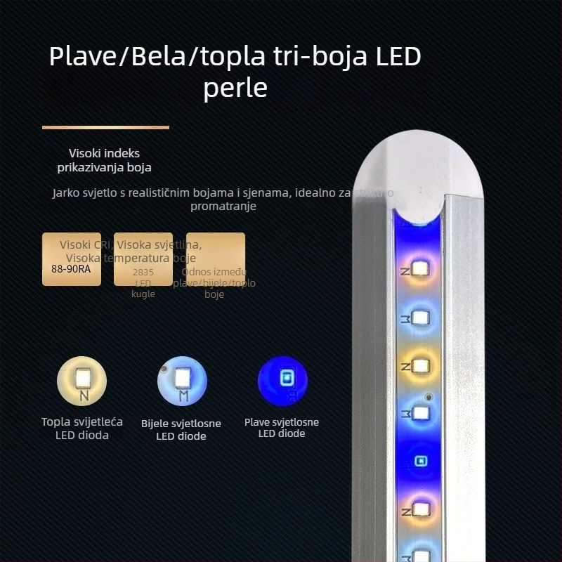 Kompaktna vodootporna LED lampa za akvarij s punim spektrom za vodene biljke