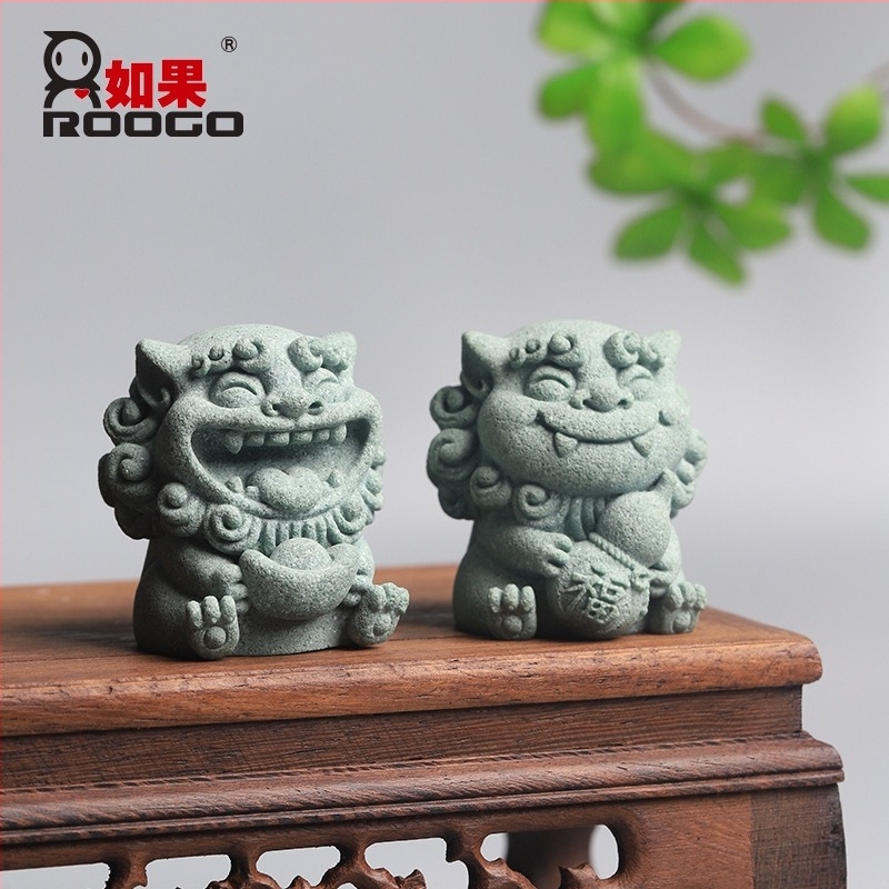 Wind Lion stolna dekoracija – figura od smole Roogo/if, stil National Tide, mikro pejzaž Tea Pet