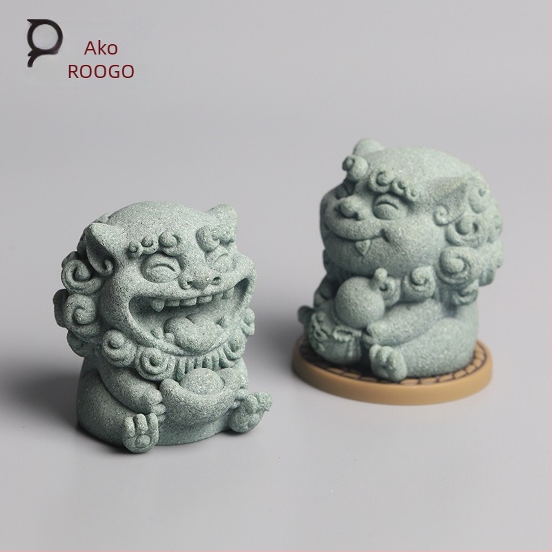 Wind Lion stolna dekoracija – figura od smole Roogo/if, stil National Tide, mikro pejzaž Tea Pet
