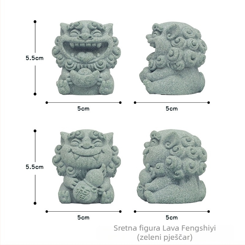 Wind Lion stolna dekoracija – figura od smole Roogo/if, stil National Tide, mikro pejzaž Tea Pet