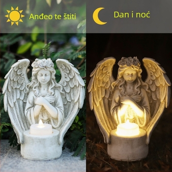 Europski stil anđelo svjetiljka od smole – za unutarnju i vanjsku upotrebu, mini monumentalni pejzaž, ukras dnevnog boravka (Materijal: sintetička smola; Marka: Qite Art; Kategorija: smolarski proizvodi; Pakiranje: karton)