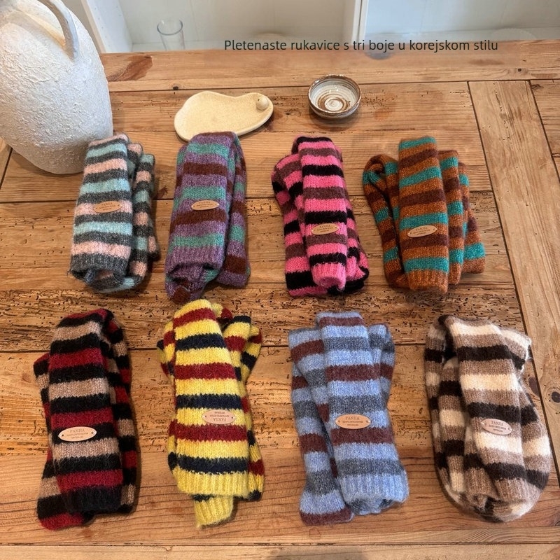 Šal srednje dužine, ručno pleten s warp knitting tehnikom, mješavina vune, stil Japana i Južne Koreje, održava toplinu tijekom zime
