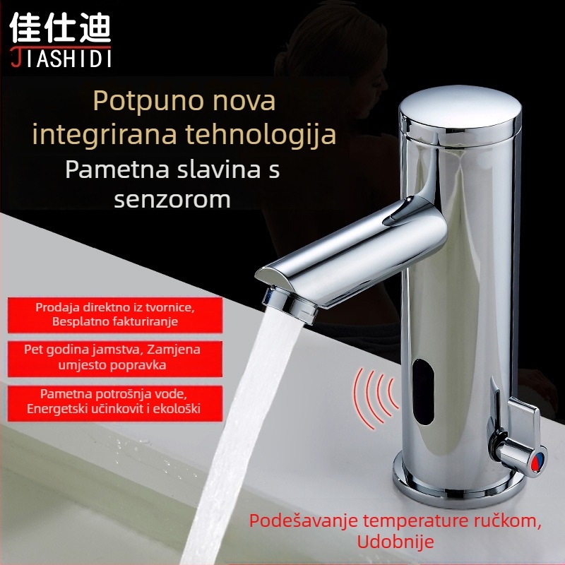 Indukcijska kupaonska slavina sa senzorom (bakreno tijelo; raspon radne temperature 0–90°C; promjer sjedišta ventila 65 mm; ulazno/izlazne spojnice 1/2", 9/16", 3/8")