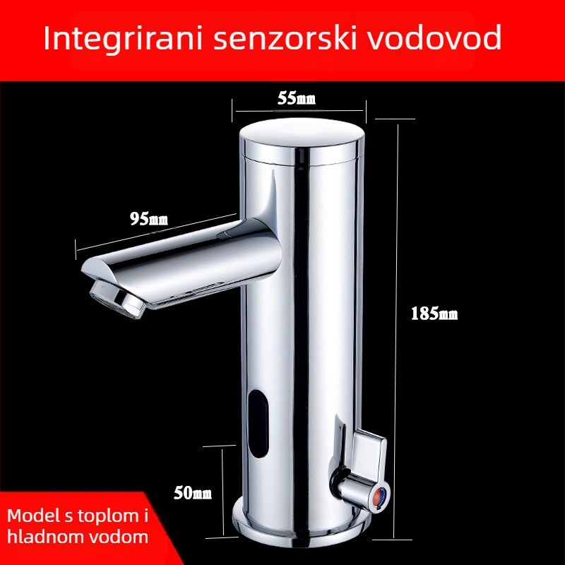 Indukcijska kupaonska slavina sa senzorom (bakreno tijelo; raspon radne temperature 0–90°C; promjer sjedišta ventila 65 mm; ulazno/izlazne spojnice 1/2", 9/16", 3/8")