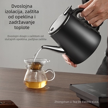 Električna ploča za čaj s integriranim čajnikom i vodnom pumpom – 2 indukcijska plamenika, kapacitet 1–2 L, dodirna kontrola, 1000–1500 W, 360° baza