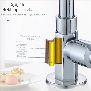 Kuhinjski slavina od zinkove legure, šesterokutno tijelo, bakreno jezgro ventila, 1,6 MPa, 0–100 °C