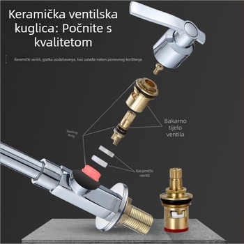 Kuhinjski slavina od zinkove legure, šesterokutno tijelo, bakreno jezgro ventila, 1,6 MPa, 0–100 °C