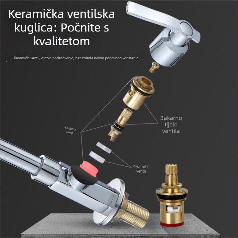 Kuhinjski slavina od zinkove legure, šesterokutno tijelo, bakreno jezgro ventila, 1,6 MPa, 0–100 °C