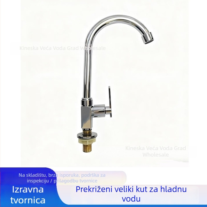 Kuhinjska slavina kvadratnog oblika, s jednim ručnim upravljanjem za hladnu vodu, nehrđajući čelik, keramički disk ventil, 20 mm ulaz/izlaz