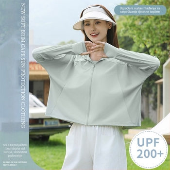 Ženski Ice Silk UV zaštita, ultra-tanki dugi rukav, uski kroj za vožnju biciklom, ljeto 2025