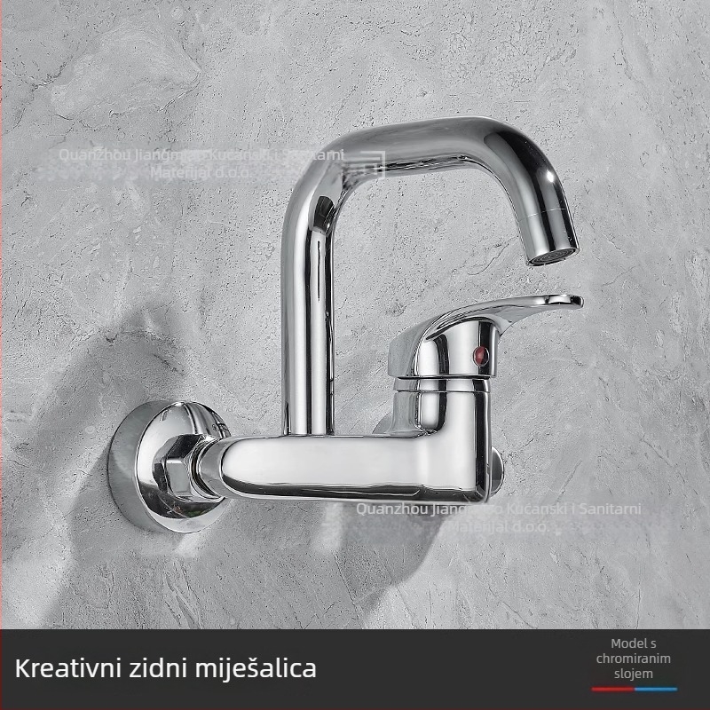Kuhinjski faucet od nehrđajućeg čelika, s jednom ručkom, keramički disk ventila, elektroplating završni sloj