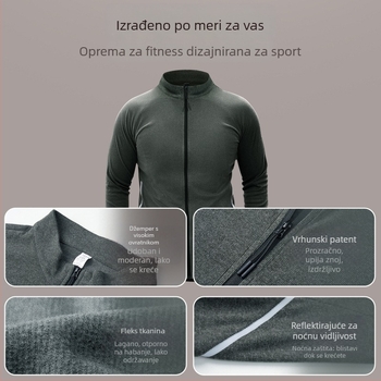 Muška sportska jakna od poliesterske smjese s flese podstavom, visok ovratnik, dugi rukavi, bez kapuljače